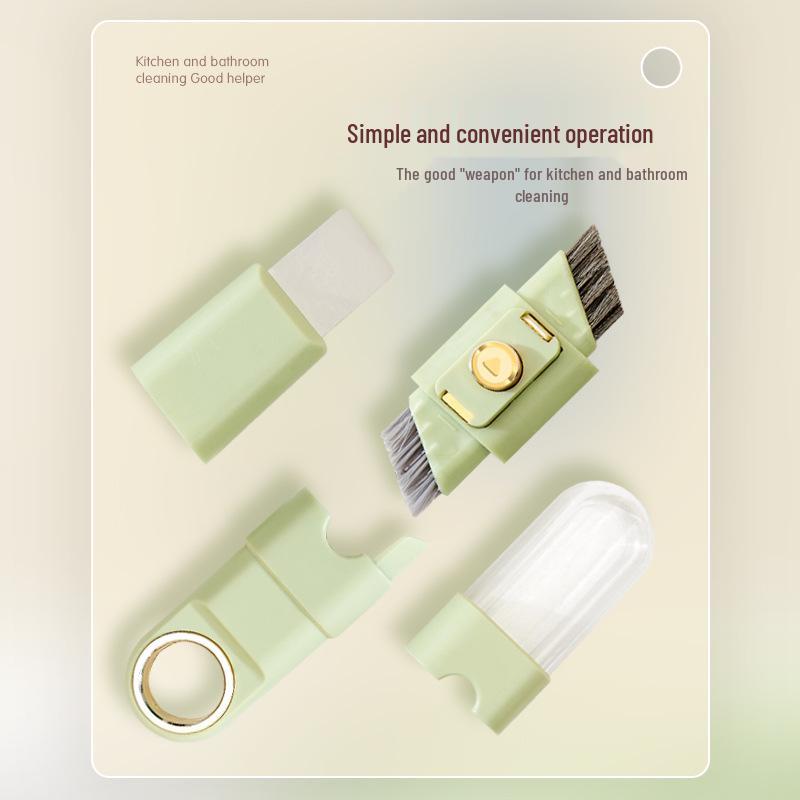 Four-in-One Kitchen Cleaning Tool: Multifunctional Brush, Stove Shovel, Steel Wire Crevice Brush, and Pot Lid Faucet Cleaner.