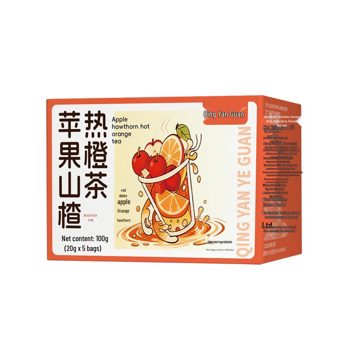 Sweet & Sour Apple Hawthorn Orange Tea with Red Date & Poria - Nighttime Herbal Blend, Individual Bags Regular Size
