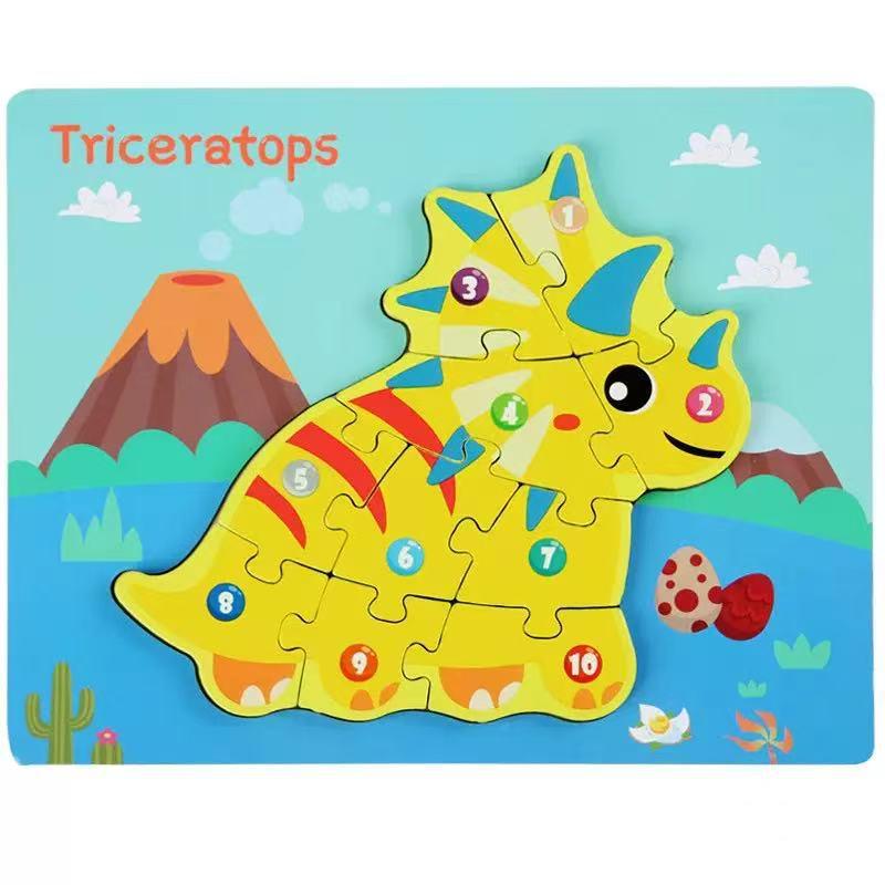 Children's 3D Wooden Number Puzzle: Educational Animal & Vehicle Board Toy