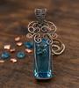 Blue Topaz GemStone Pendant Rectangular Copper Wire Wrap Jewelry Vintage Style Copper Pendant