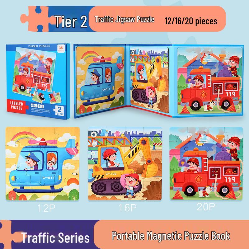 Magnetická puzzle kniha pre deti: Predškolská výchova pre vek 3-6 rokov