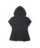 FANCY CLUB Striped Hooded Flare Top (Black) F26Qb072