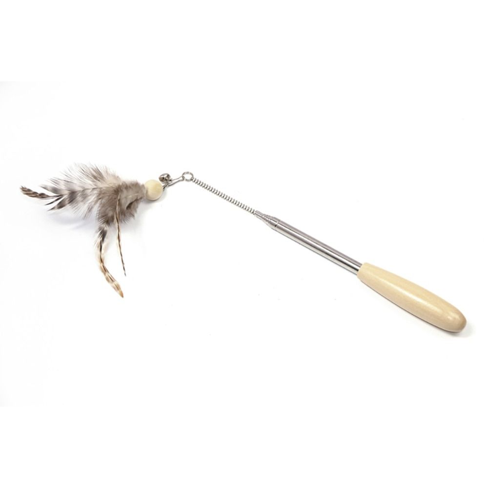 Retractable Cat Wand Pole Stainless Steel Interactive DIY Cat Exercise Stick Adjustable Length with Hanging Loop