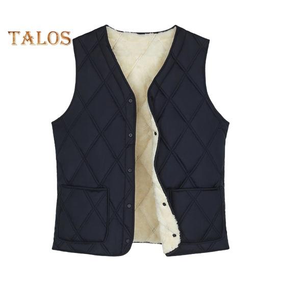 

Мужской бархатный стеганый жилет с V-образным вырезом, без рукавов, однобортный, с застежкой на кнопках, с утолщенной плюшевой подкладкой, зимний хлопковый жилет XL темно-синий