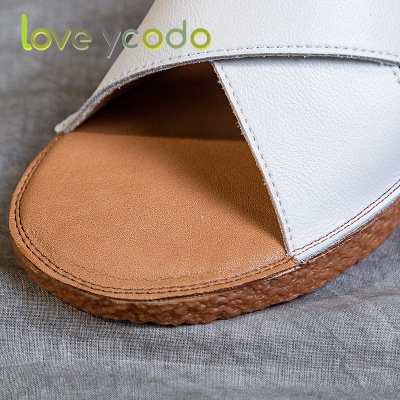 love ycodo Brand Summer Women's and Student Natural Leather Slippers Size 35-43