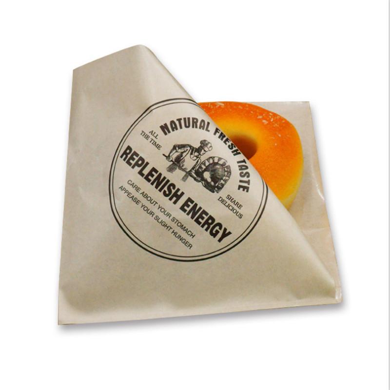 100Pcs Baking Donut Bakery Food Packaging Kraft Bag Oilproof Fried Bread Sandwich Paper Sweet Wrapping