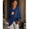 Autumn and winter crew neck pullover knitted sweater women's loose lazy style solid color women's sweater