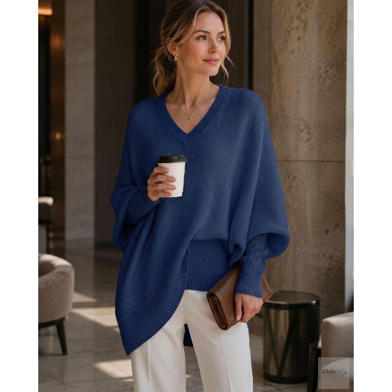 Autumn and winter crew neck pullover knitted sweater women's loose lazy style solid color women's sweater