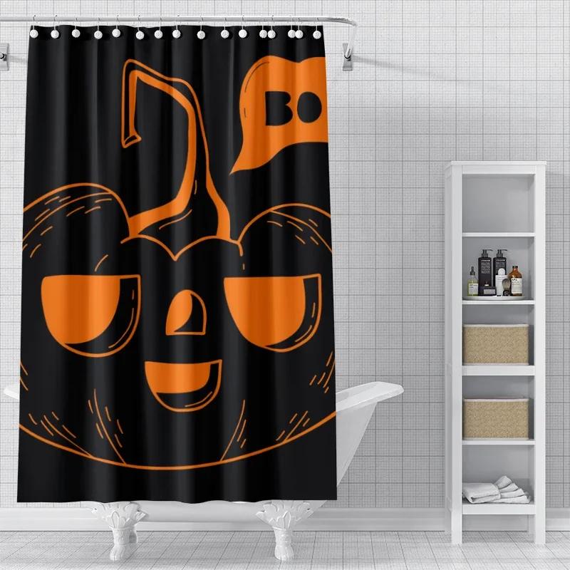 Home Shower Curtains For Bathroom Waterproof Fabric Modern Nordic Style Living Room Curtain Halloween Autumn Pumpkin Decoration