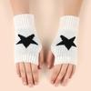 Korean Y2K Star Knitted Gloves Women Girls Fashion Pentagram Fingerless Gloves Winter Soft Hand Warmer Woolen Half Finger Gloves