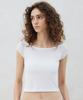 ITOV SEOUL Shirred Boat Neck T-Shirt Wh