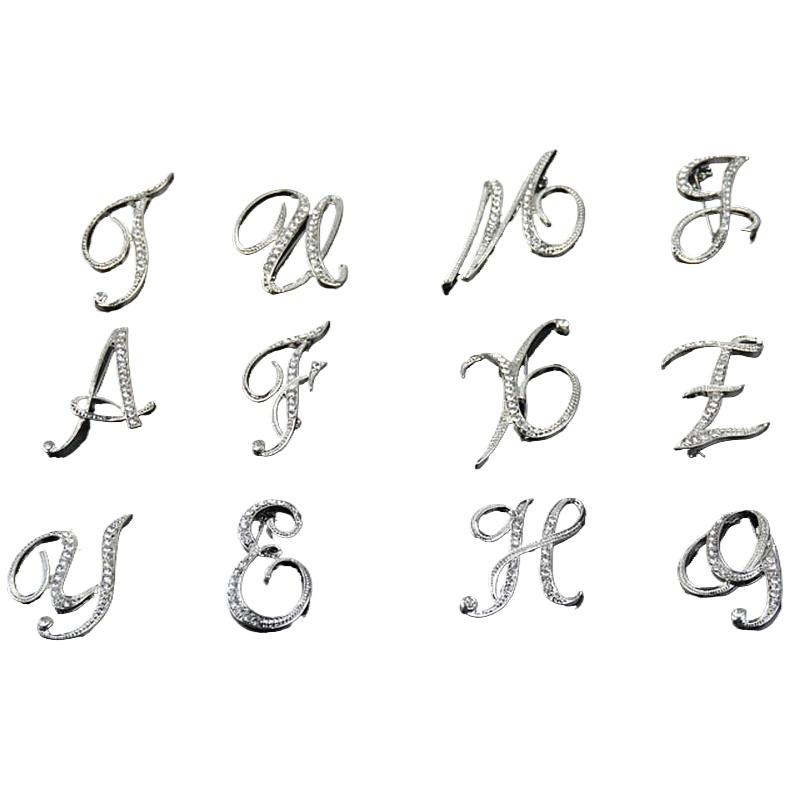 1PC 26 Letters Classic Charm Women Brooch Accessories Rhinestone Jewelry Clothing Decoration Crystal Pins Temperament