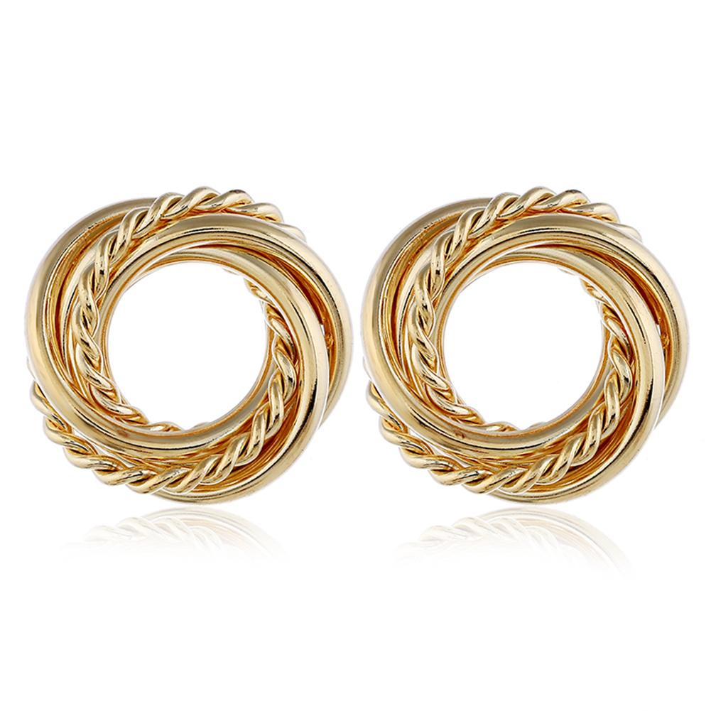 1 Pair Vintage Round Metal Fashion All-match Earrings for Women