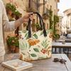 Autumn Rowan Berry Printed Canvas Tote Bag Stylish Casual Daily Large Capacity Handbag For Women Outdoor Shopping Travel Use