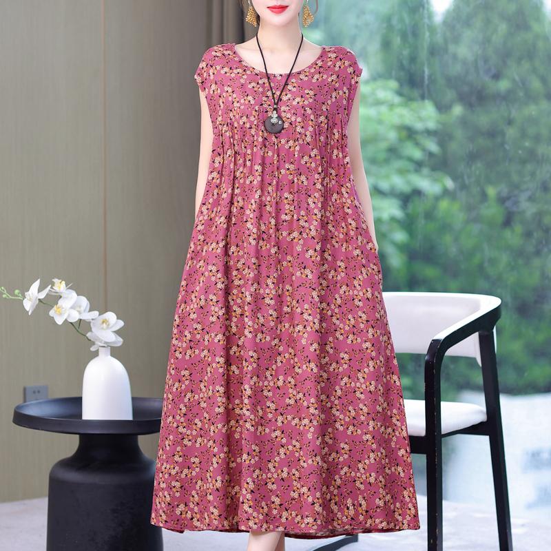 Rochie Vintage Vara Marime Plus Femeie Oversize Largi Fara Maneci Casual Elegant Rochii Lungi