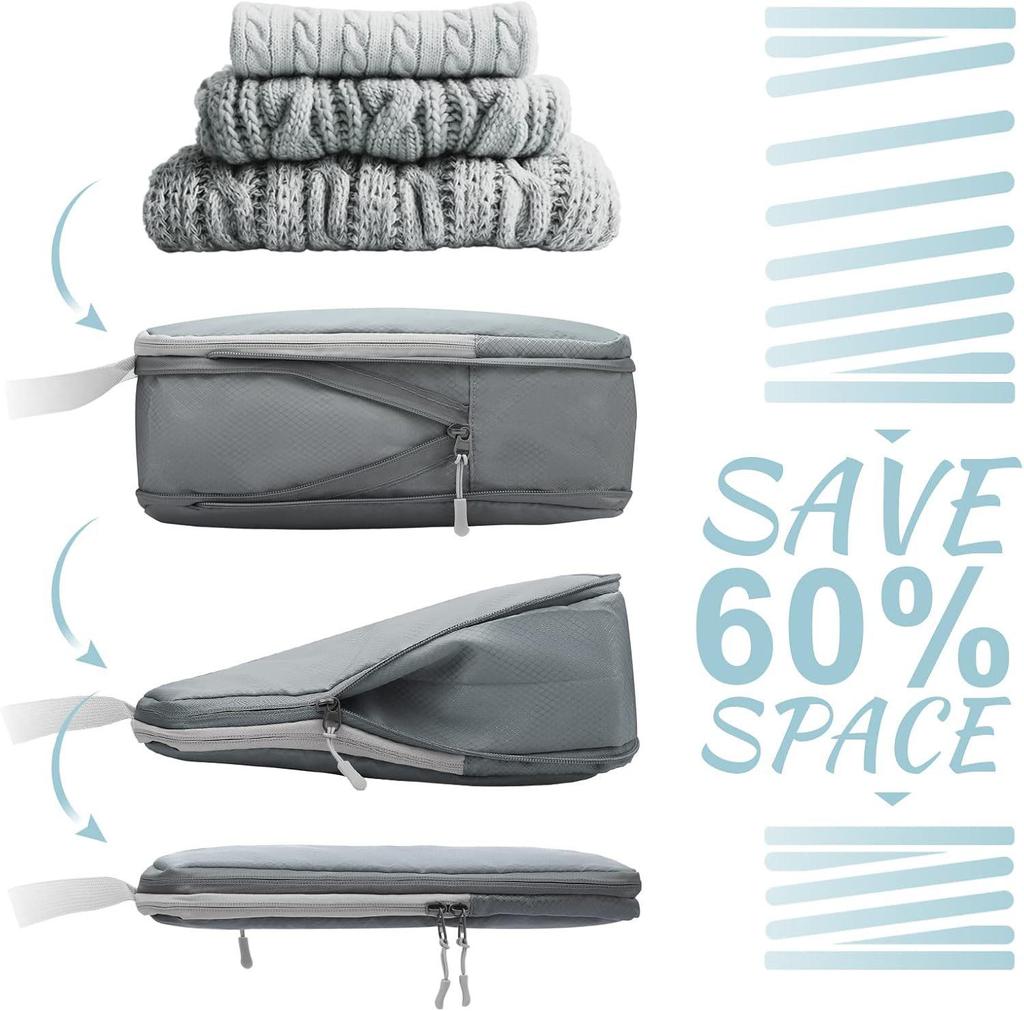 Compressible Travel Storage Bag Set: Large Capacity Suitcase Organizers & Digital Accessories