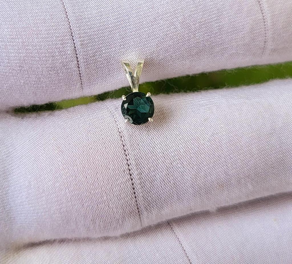 Natural Blue Faceted Tourmaline Gemstone 925 Sterling Silver Pendant A 133 Gift