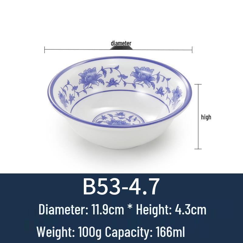 Melamine Blue & White Porcelain-Style Small Bowl for Seasoning, Rice, Porridge, Soup - Ideal for Hotels & Restaurants