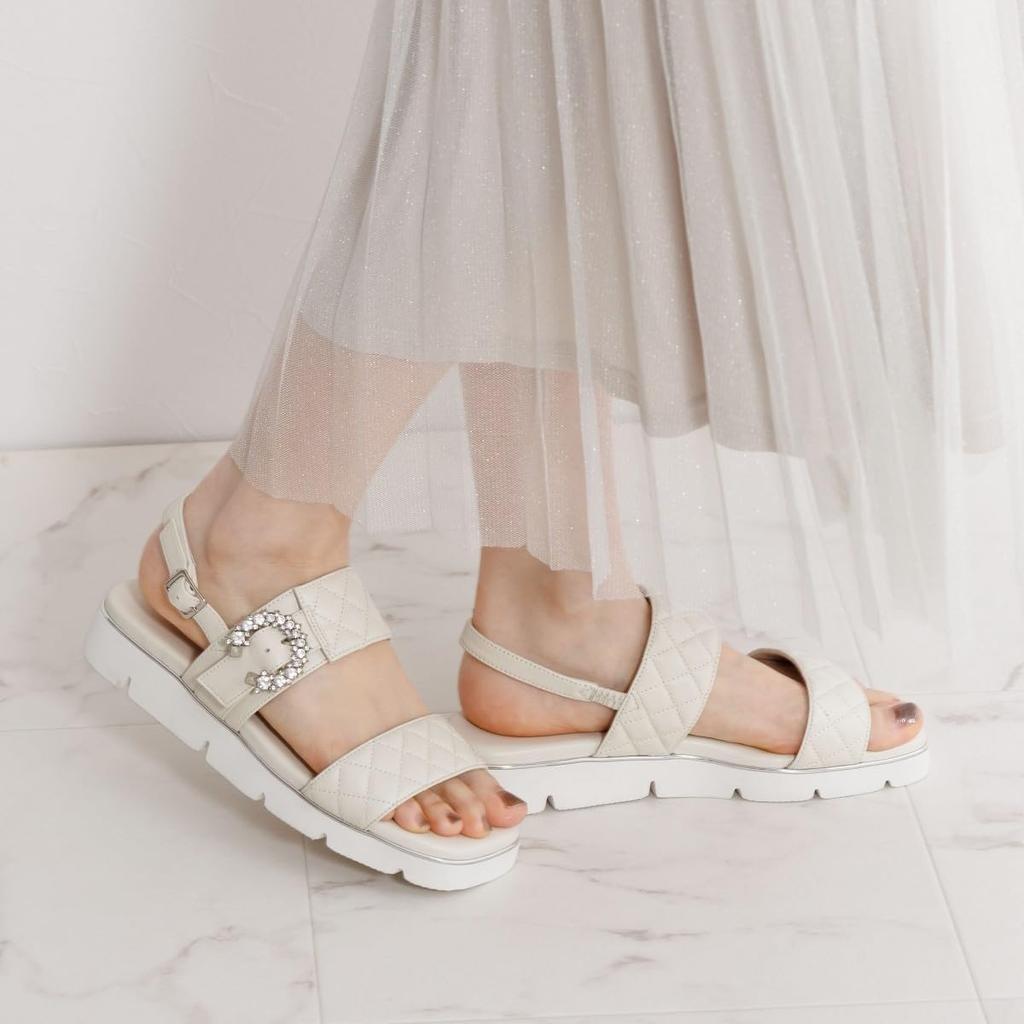 HIMIKO/Himiko/Quilted Jeweled Sandals/651216 Ivory 230