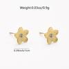 304 Stainless Steel Five-Petal Flower Earrings with Cubic Zirconia