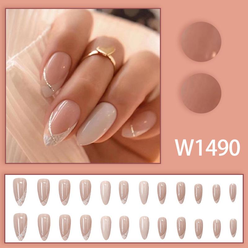 Sweet Almond Glitter French Press-On Nails - Gentle, Stylish False Tips