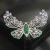 High-end Full Diamond Green Butterfly Brooch Elegant Exaggerated Niche Insect Pin Design Sense Versatile Insect Corsage Female