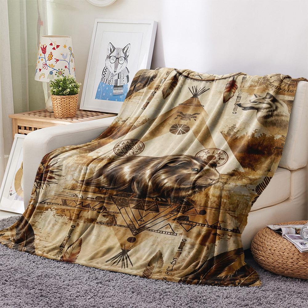 1PC Wild animals Print FlAannel Blanket, High quality Comfortable for All Seasons, Home Decor, Warmth and Comfort