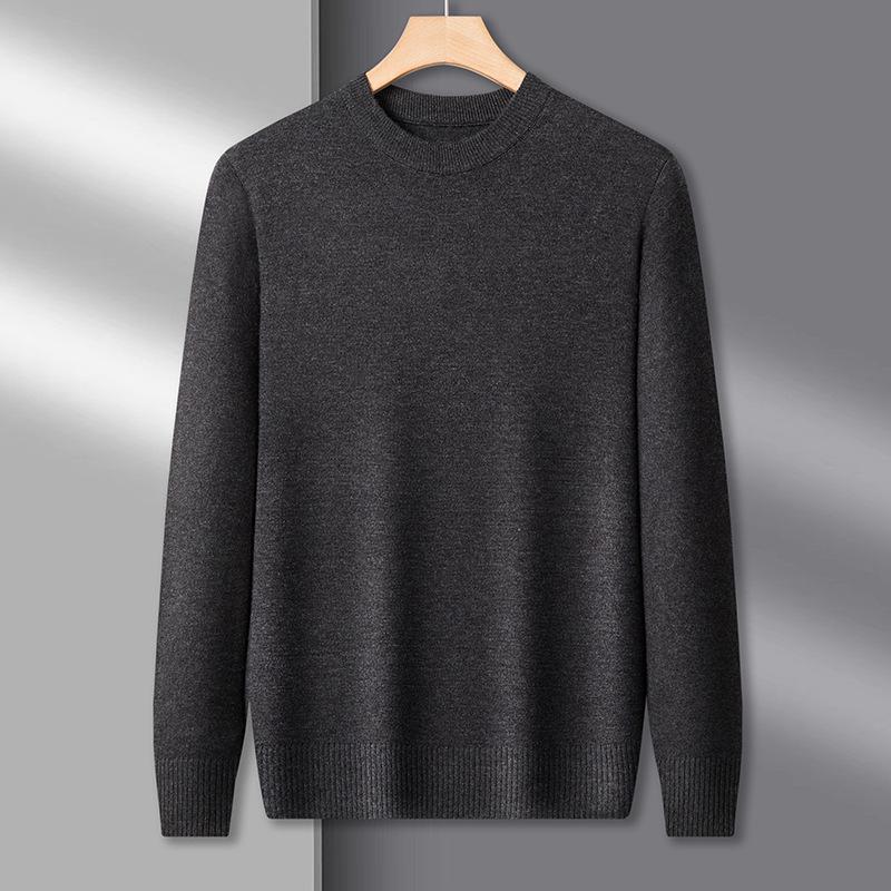 2025 Men s Solid Color Long Sleeve Round Neck Sweater: Skin-friendly & Versatile for Autumn/Winter XXL
