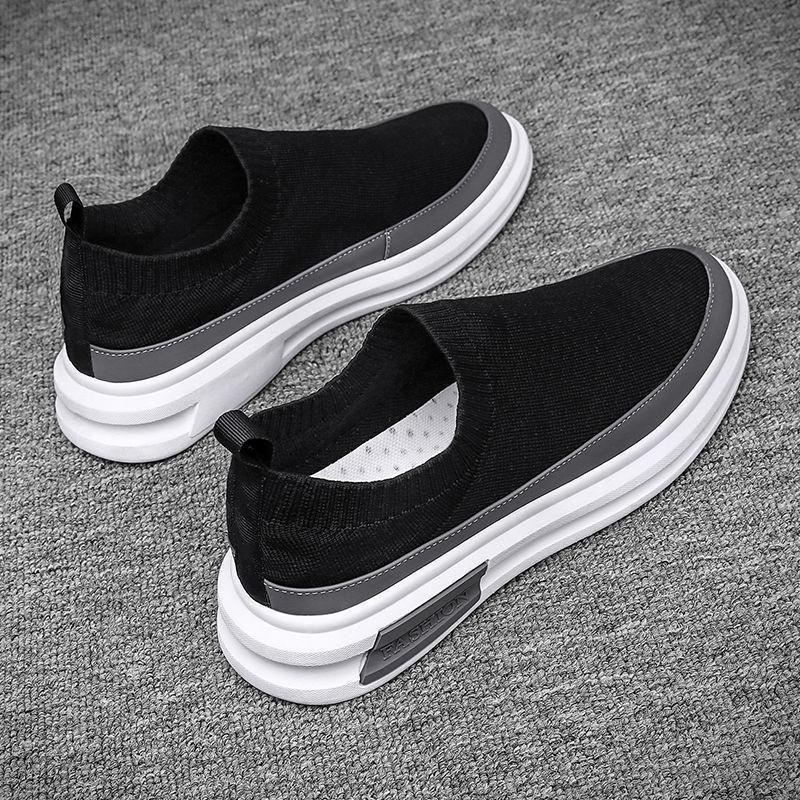 Men's shoes New men's casual sports shoes Flying woven mesh one pedal breathable board shoes Fashion student shoes
