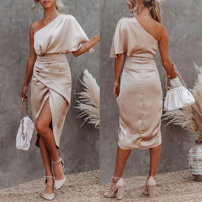 Vestido de Noite Sexy Assimétrico de Um Ombro para Mulheres 2021