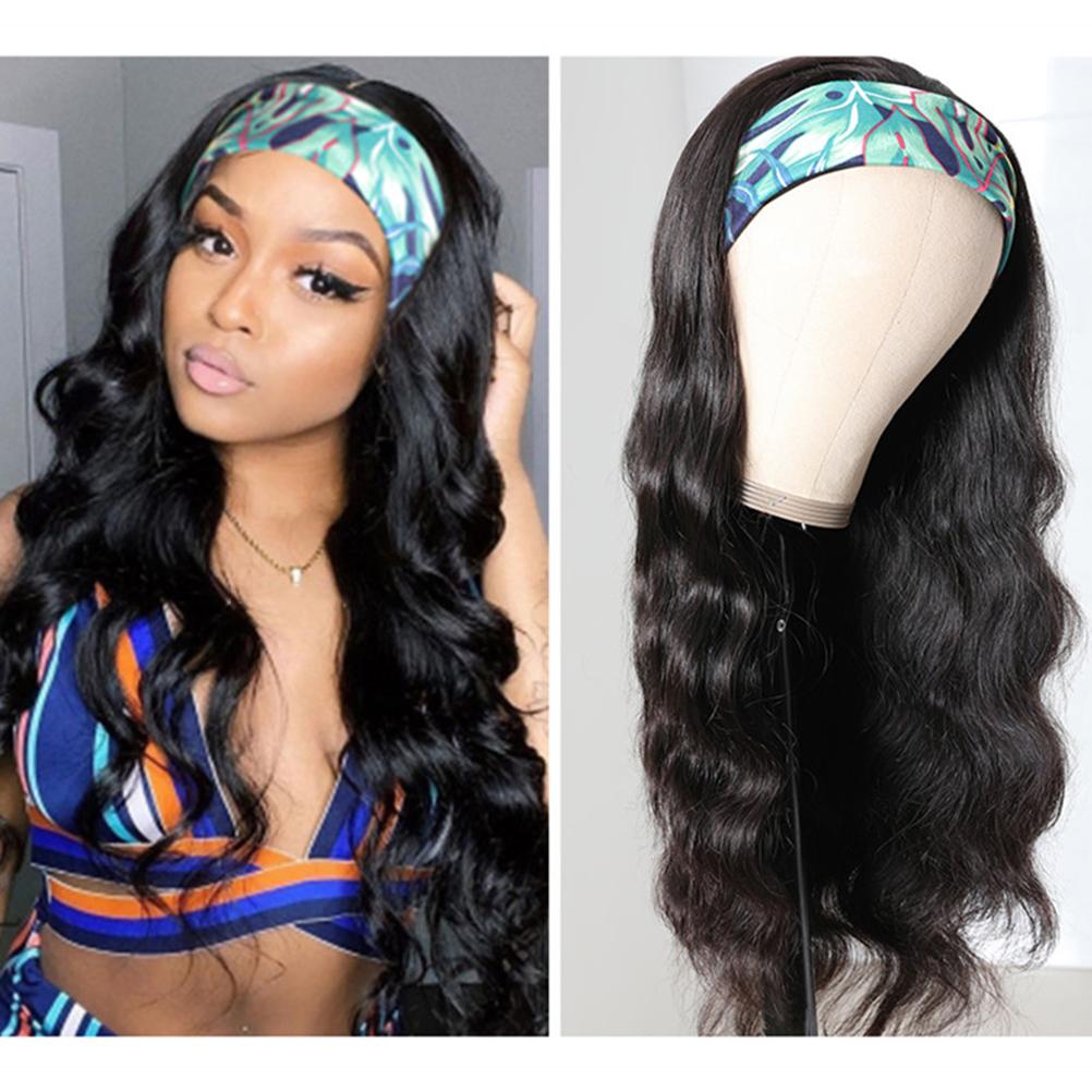 Curly Wave Headband Wig for Women Fashionable Adjustable Headband Scarf Wig High Temperature Fiber Wig