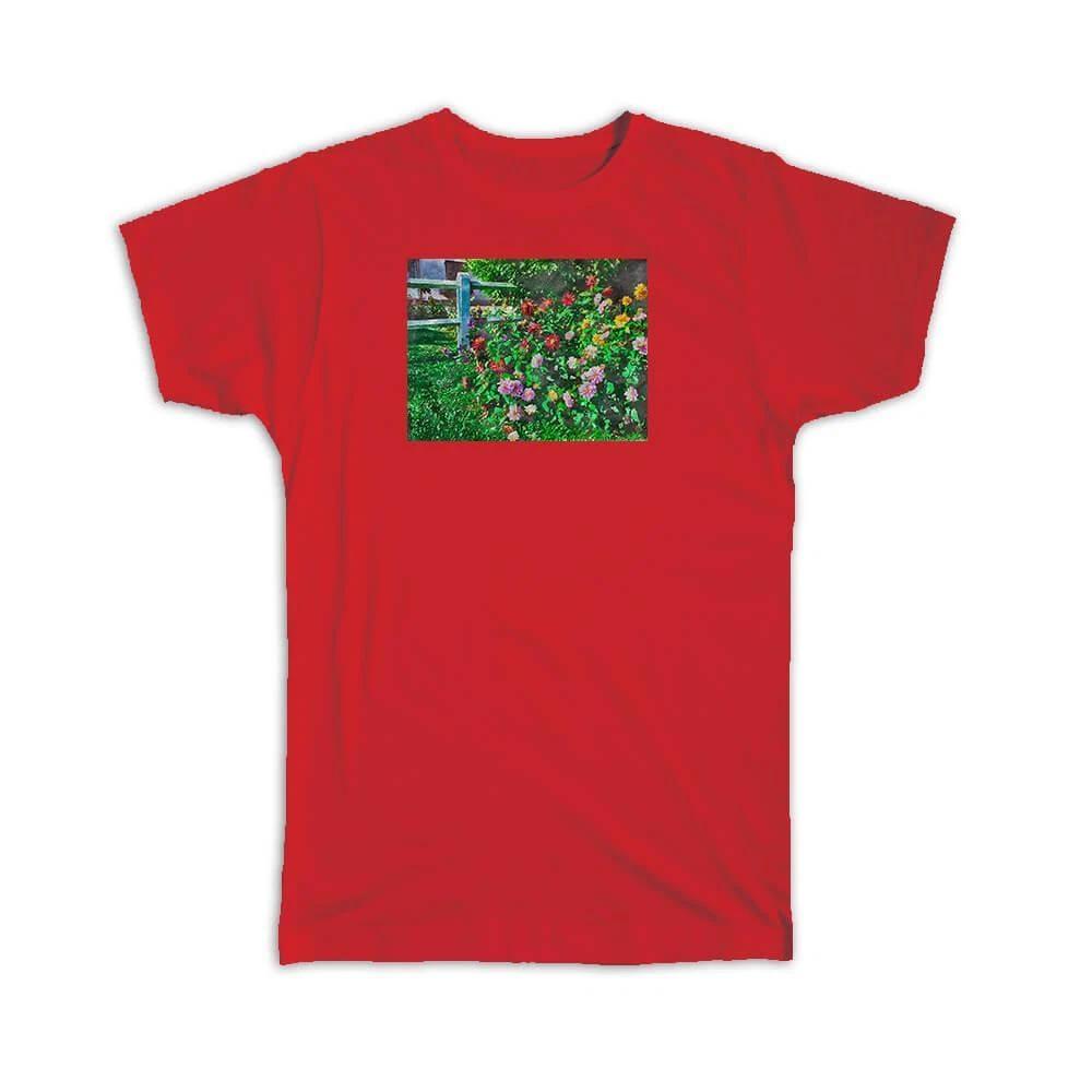 Gift T-Shirt : Watercolor Garden Roses Wood 2XL