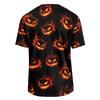 Men's Casual Corduroy Short Sleeve T-Shirt Lightweight Breathable Round Neck Halloween Pumpkin Print Top Comfortable Fit