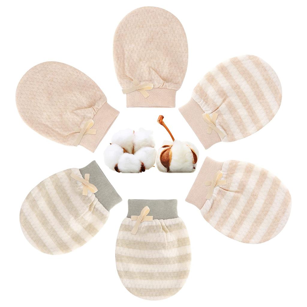 YBB Baby 3 3 Organic Cotton Baby Shower Ages Use Mittens, Colors, Pairs, Mesh, Breathable, Soft, Anti-Scratch Protection, Newborn, Gift, 0-2,