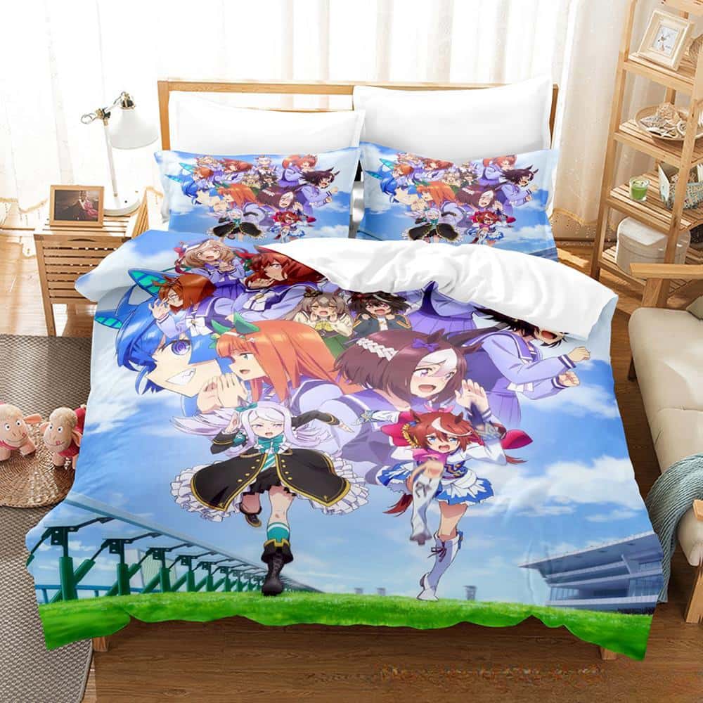3D Kawii Girls Uma Musume Pretty Derby Bedding Set Single Twin Full Queen King Size Bed Set Adult Kid Bedroom Duvetcover Sets