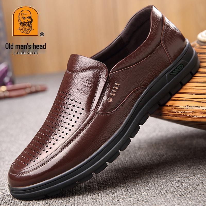 Men s Casual Leather Loafers, Top Layer Cowhide, Genuine Leather Slip-On with Soft Sole 41