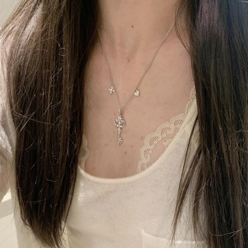 Brushed Craft Medieval Vintage Iris Key Necklace Light Luxury Niche High-End Clavicle Chain