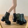 Martin Boots Women's Autumn and Winter New Medium Tube British Thick Sole Inner Height Increase Sweet Cool Trousers Western Cowboy Short Boots