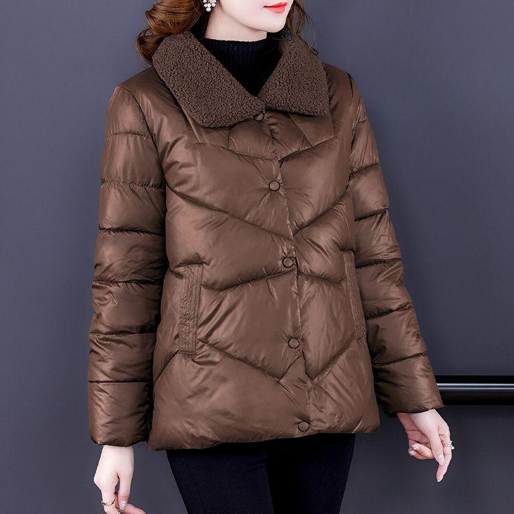 

Хлопковая одежда для женщин зимой, легкое и модное пальто из овечьей шерсти, приталенная куртка из хлопка и верхняя одежда 4XL темно-коричневого