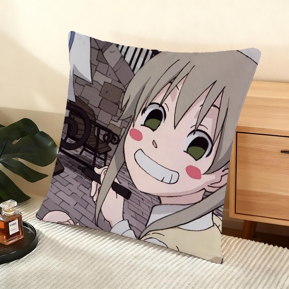 Anime SSoul Eater Cushion Cover Soft Short Plush Pillow Cover Smooth Cozy Texture Aesthetic Cushion Case Home Decor