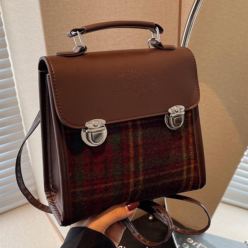 Niche Retro Fashion Plaid Backpack for Women New Autumn Trendy Fashion Women's Bag High-end Crossbody Bag for Women