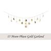 Moon & Crafts Boho Moon Phase Wall Hanging 50” Gold Brass Garland, 15 Handmade Hammered Moons, Celestial Wall Decor for Bedroom, Living Room &