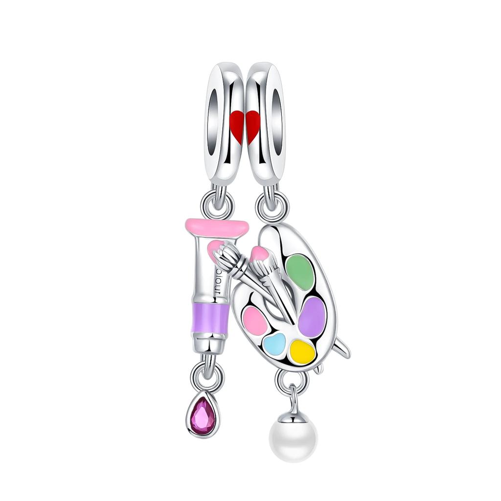Colgantes de plata de ley S925 con forma de gato, perro, mariposa, flor y cadena de seguridad de color morado, aptos para pulseras originales DIY