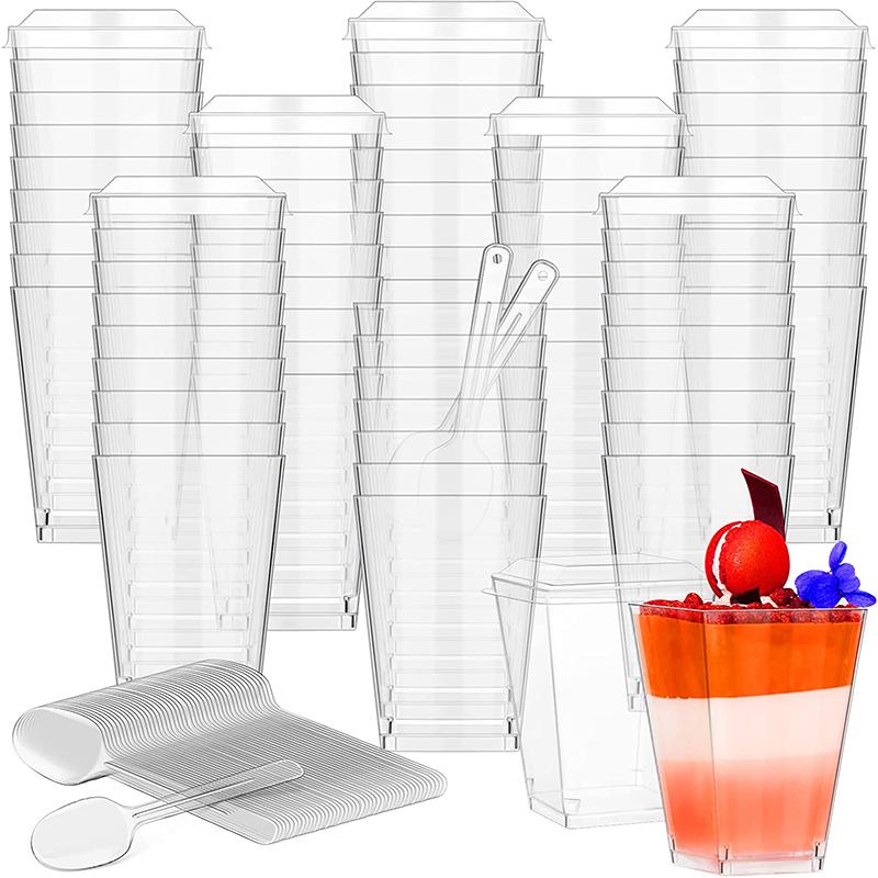 Disposable Plastic Mousse Cup Ladder Shaped Cup Pudding Cup Dessert Cake Cup Appetizer Jelly Yogurt Mousse Dessert Baking Cup