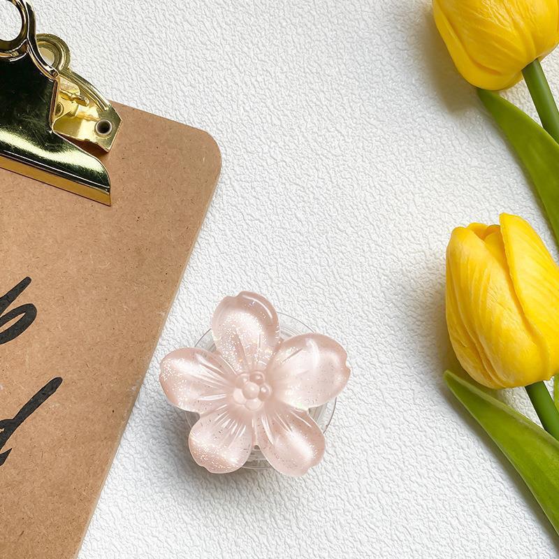 

Japanese Floral Transparent Retractable Phone Holder with Airbag for Stable Desktop Viewing розовый