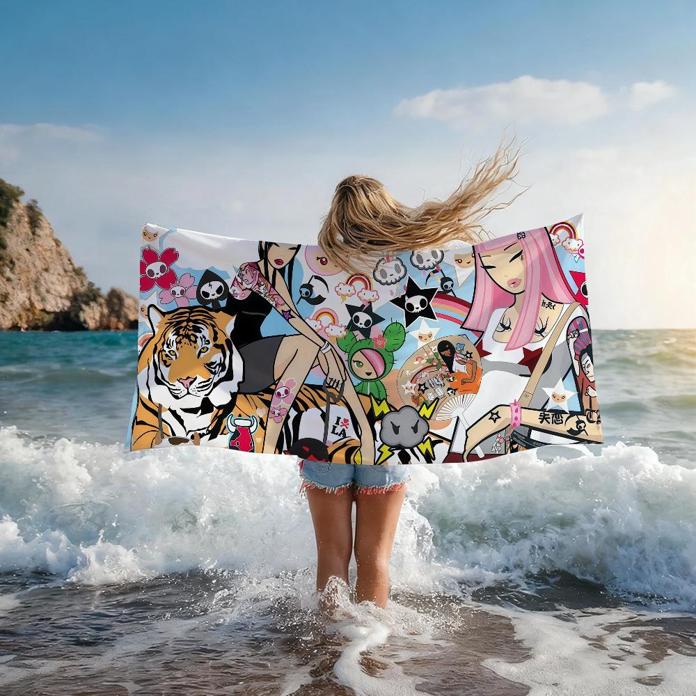 T-shirt Tokidoki Serviette Séchage Rapide Serviettes de Plage Conviennent pour Piscines Camping Yoga et Salle de Sport