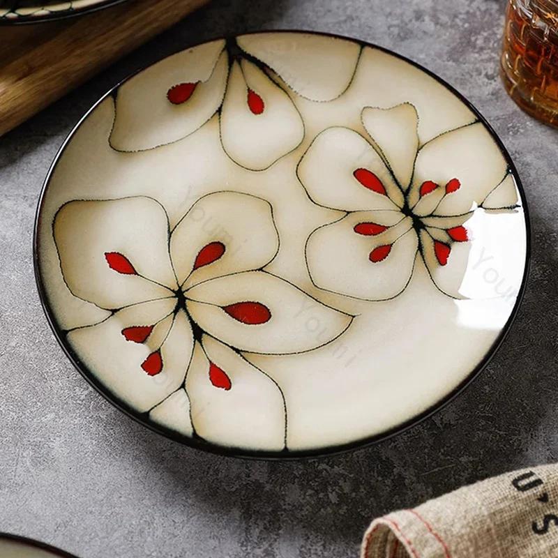 Light Luxury Flowers Ceramic Plate High End Restaurants Pasta Steak Plate Delicious Dishes Dining Plates Unique Home Tableware