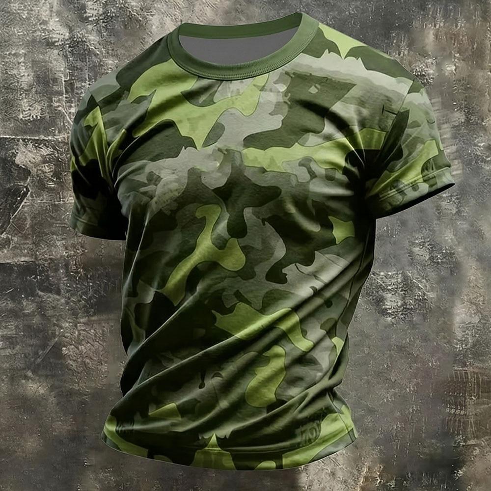 Men's Camo Camouflage 3D T-shirt Fashion Cool Veteran Sport T Shirt Casual Personality Outdoor Short Sleeve Tops Summer Clothing