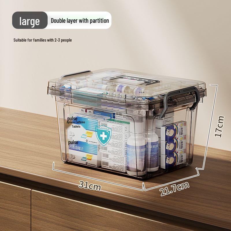 JunKaiWei Transparent Multi-layer Portable First Aid Storage Box
