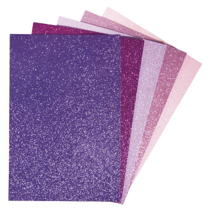Rayher Glitzer-Klebeschaumplatten - Rosa/Lila - 20x30 cm - 5er-Pack - Stärke 2 mm